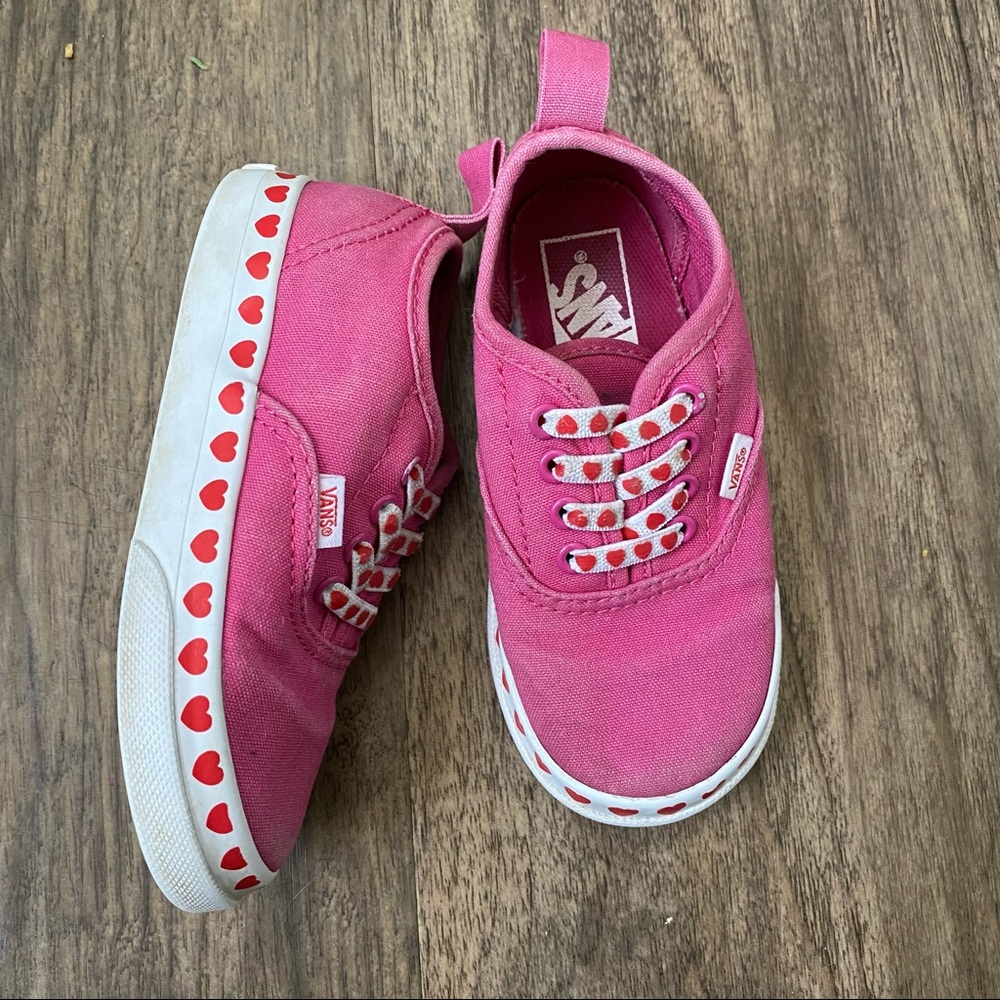 8C Pink & Hearts Pull-On Vans Sneakers